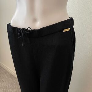 Luxury designer St. John gold -plate hardware Santana knit Women's Black Pants